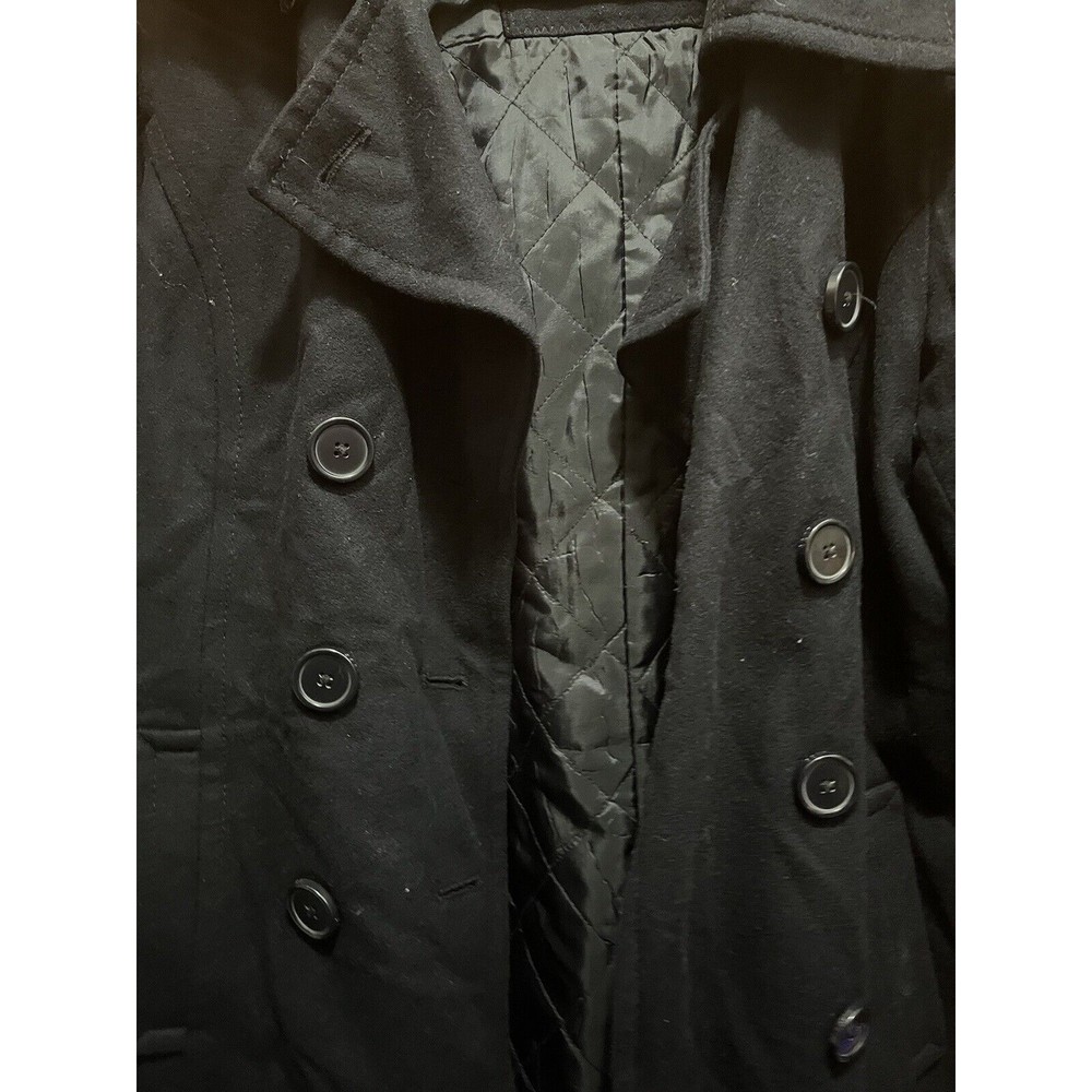 L.O.G.G by H&M Womens Wool Blend Pea Coat Dark Blue NAvy Size 14 - Picture 3 of 4